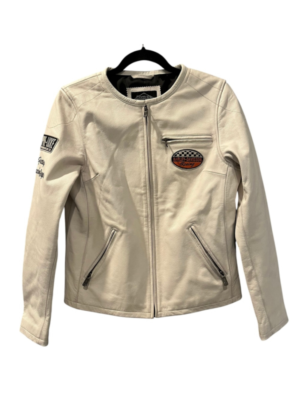 Harley Davidson 120th Anniversary White Leather Cafe Racer Jacket 97045-23VW Med